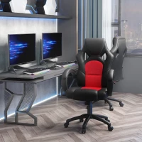 HOMCOM Racing Gaming Chair Office Chair Computer Desk Gamer Chair with Swivel Wheels, Padded Headrest, Tilt Function, Red(m-1)