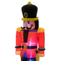 HOMCOM 6’ Christmas Inflatable Nutcracker Toy Soldier, Outdoor Blow-Up Yard Decoration with LED Lights Display(m-7)
