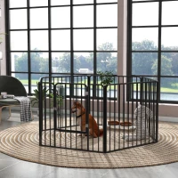 PawHut Dog Fence Outdoor 6 Panels 31.5" Height Steel Pet Exercise Pen Indoor, for Small and Medium Dogs(m-1)