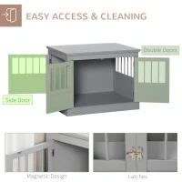 PawHut Wooden Dog Crate End Table, Dog Crate Furniture with Triple Doors, Puppy Crate for Small Dogs Indoor Use, Dark Gray(m-5)