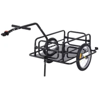 Aosom Folding Bicycle Cargo Trailer Utility Bike Cart Carrier Garden Patio Tool with Hitch Black(m-11)