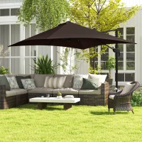 Outsunny 10x10ft Cantilever Umbrella Rotatable Square Market Parasol, 4 Adjustable Angle for Outdoor Backyard Patio Coffee(m-8)
