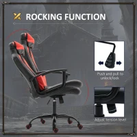 Vinsetto Office Chair High Back Racing Style Gaming Chair Adjustable PU Leather Swivel Computer Task Seat with Lumbar Support and Pillow Red(m-4)