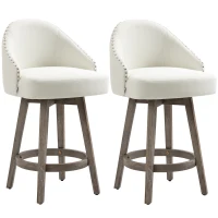 HOMCOM Bar Stools Set of 2 Fabric Kitchen Counter Stools, White(m-1)