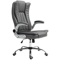 HOMCOM Microfiber Executive Office Chair, Desk Chair with Padded Flip-up Arms, Adjustable Height and Tilt Function, Gray(m-1)