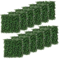 Outsunny 12PCs Grass Wall Panels, 20" x 20" Artificial Grass Wall Decor, Greenery Backdrop Panels Wall for Outdoor, Indoor, Garden, Fence, Backyard, Emerald Green(m-11)