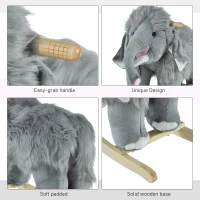Qaba Kids Ride-On Rocking Horse Toy Mammoth Style Rocker with Fun Music & Soft Plush Fabric for Children 3+ Years(m-6)