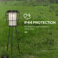 Outsunny Set of 2 Solar or USB Rechargeable Lamp Set LED Accent Lantern Light with Bottom Shelf for Garden Porch Lawn(m-7)