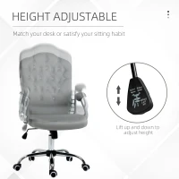Vinsetto Office Chair, Velvet Computer Chair, Button Tufted Desk Chair with Swivel Wheels, Adjustable Height, Tilt Function, Grey(m-4)