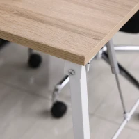 HOMCOM Computer Desk with Storage Sheves and Foldable Tabletop, Writing Desk for Home Office and Study, White, Natural(m-10)