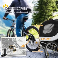 Aosom Dog Bike Trailer, Pet Cart Bicycle, Wagon Cargo Carrier Attachment with Hitch, Reflectors, Flag for Medium Dogs, Pet Wheelchair for Travelling, White(m-6)