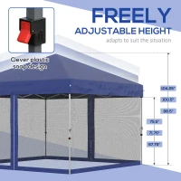 Outsunny 10' x 10' Pop-Up Party Tent Outdoor Canopy Tent with Mesh Sidewalls, 3-Level Adjustable Height, Roller Bag, Blue(m-5)