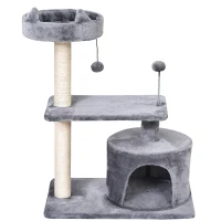 PawHut 81cm/32" Multi-level Cat Tree Scratcher Kitty Activity Center,Condo, Perch, Jumping Platforms,Toys Grey(m-9)