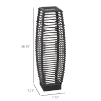 Outsunny Solar Floor Lamp, Outdoor Rattan Garden Lantern Pathway Light & Decorative Driveway Lighting with Auto On/Off LED Lights for Porch, Yard, Lawn, Courtyard, Deck, Gray(m-3)