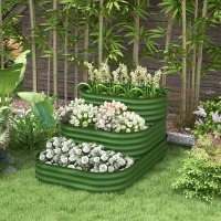 Outsunny 5.2'x3.6'x2.7' Outdoor Raised Garden Bed, 3-Tier Galvanized Planter Box with Safety Edging for Vegetable, Flower, Green(m-1)