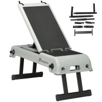 Soozier Multipurpose Workout Bench, Adjustable Stepper Deck with Resistance Ropes, Incline and Decline, Foldable Weight Bench for Home Gym Aerobic & Strength Training(m-2)