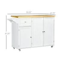 HOMCOM Triple-Cabinet Rolling Kitchen Island on Wheels, Kitchen Cart with Storage Shelf Adjustment, Rolling Utility Cart(m-3)
