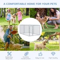 PawHut Large Dog Kennel Outside, Heavy Duty Dog Cage, Outdoor Fence Dog Run with Galvanized Chain Link, Secure Lock, 13.1' x 7.5' x 6'(m-7)
