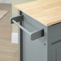 HOMCOM Kitchen Island Cart, Rolling Kitchen Island with Storage Shelf, Solid Wood Top, Drawer, for Dining Room, Gray(m-8)
