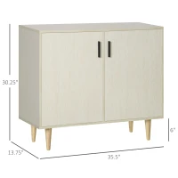 HOMCOM Sideboard Buffet Cabinet, Kitchen Cabinet, Accent Cabinet with Double Doors, Adjustable Shelves and Wood Legs for Living Room, Natural(m-3)