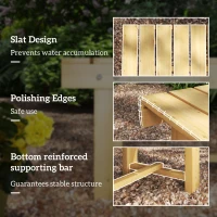 Outsunny 43" Wood Outdoor Bench, 2 Person Patio Bench, Backless Outdoor Patio Loveseat with Slatted Seat for Park, Backyard, Lawn, Natural Wood(m-6)