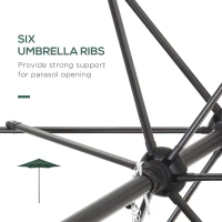 Outsunny 6.6FT Patio Umbrella, Outdoor Parasol with 6 Solid Ribs, Green(m-5)