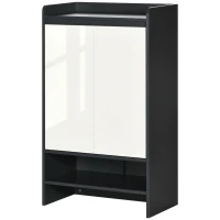 HOMCOM Modern Shoe Cabinet with High Gloss White Doors, Adjustable Shelves and Open Compartment, 15 Pair Shoe Storage Cabinet for Entryway, Hallway, Grey(m-11)