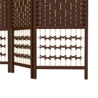 HOMCOM 6 Panel Folding Room Divider Portable Privacy Screen Wave Fiber Room Partition for Home Office Brown(m-9)