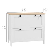 HOMCOM 2 Drawer File Cabinet, Lockable Filing Cabinet with Adjustable Hanging Bar for Letter, A4 and Legal Size, White(m-3)
