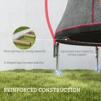 Soozier 10ft Outdoor Trampoline with Net Enclosure, Curved Poles and Safety Pad, ASTM Approved, Red(m-7)