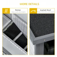 PawHut 42.5" Wooden Rabbit Hutch Bunny Cage Small Animal House Enclosure with Ramp, Removable Tray and Weatherproof Roof for Outdoor, Gray(m-7)