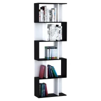 HOMCOM Modern Bookcase 5-Tier Display Shelf Storage Shelf Room Divider Living Room Home Office Furniture, Black(m-2)
