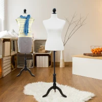 HOMCOM Female Fashion Mannequin Dress Form Torso Dressmaker Stand Clothing Display w/ Base (White)(m-1)