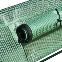 Outsunny 158" x 39" x 32" Plant Greenhouse Portable Garden Seed Flower Tunnel Growing Tent 3 Large Zippered Roll-up Doors Backyard Gardening Planter Green(m-10)