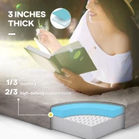 Outsunny Camping Mat, Sleeping Mat, Memory Foam Sleeping Pad, 2.8'' Thick Portable Roll Up Camping Mattress Sleeping Pad & Floor Mattress, Cot Mat Pad with Travel Bag, Grey(m-4)