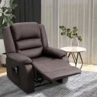 HOMCOM Vibrating Massage PU Leather Recliner Chair, Footrest with Remote Control, 8 Massaging Points, Dark Brown(m-2)