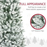 HOMCOM 9ft Pencil Christmas Tree, Flocked Tree with 1277 Branch Tips and Metal Base for Home, Indoor, Holiday(m-5)