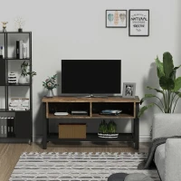 HOMCOM Industrial TV Stand, TV Console Table for TV up to 45'' Flat Screen, Entertainment Center for Living Room, Bedroom, Rustic Brown(m-1)