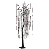 HOMCOM 5 ft Artificial Willow Tree Light with Pre-Lit LED Light for Home Party, Indoor and Covered Outdoor Use(m-11)