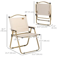 Outsunny Camping Chair, Lightweight Folding Chair, Portable Armchair, Excellent for Festivals, Fishing, Khaki(m-3)