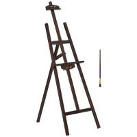 HOMCOM A-Frame Easel of Maximum Height 53", Holds Canvases Up to 43", Painting Studio Art Easel that Tilts up to 75° Degrees for Adults, Beginners, Students, Brown(m-11)