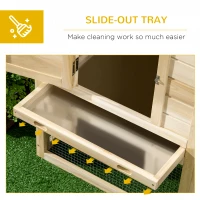 PawHut 68" Wooden Rabbit Hutch, Pet Playpen with 3 Doors, Bunny House Enclosure with Slide-out Tray, Ramp, for Rabbits and Small Animals, Natural(m-6)