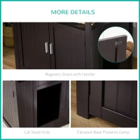 PawHut Litter Box for Cats Enclosure Cat Washroom Kitten House Furniture Nightstand End Table Hideaway Cabinet with Removable/ Adjustable Divider Magnetic Doors Brown(m-7)