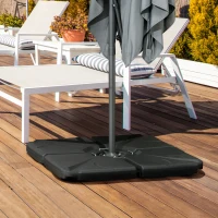 Outsunny 4 Pieces Patio Umbrella Base, Outdoor Cantilever Offset Umbrella Weights w/ U-Locking, 123 lb. Capacity Water or 158 lb. Capacity Sand, Black(m-10)