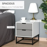 HOMCOM Bedside Table with 2 Drawer Storage Unit, Unique Shape Nightstand with Metal Base for Bedroom(m-5)