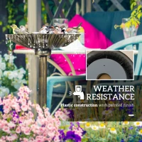 Outsunny 32" Bird Bath with Decorative Birds, Vintage Birdbath with Flower Planter Base for Garden, Bronze(m-6)