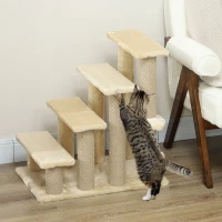 PawHut Cat Tree, Cat Tower Cat Stair Steps with Scratching Post, Hanging Play Ball for High Bed, Sofa, Indoor / Outdoor(m-10)