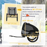 Aosom Dog Bike Trailer with Hitch Coupler, Quick Release Wheels, Reflectors, Flag for Medium Dogs, Black(m-3)