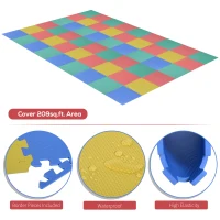 HOMCOM 54pcs EVA Foam Interlocking Tiles Exercise Gym Mat Non-Skid 209sq.ft Multi-Color(m-4)