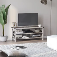 HOMCOM Ample Storage TV Stand with 2 Cable Management Hole, Entertainment Center for Living Room, Fits for 60" TV(m-2)